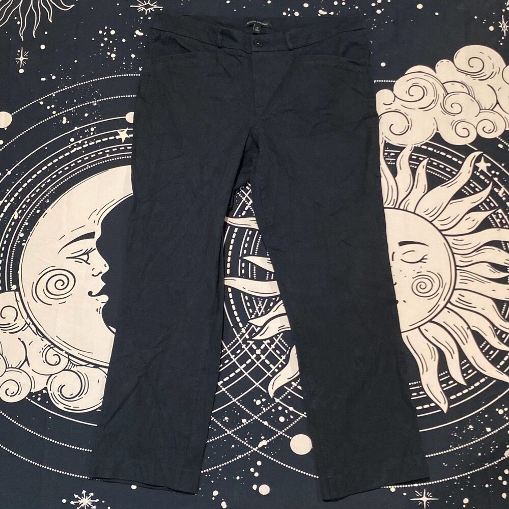 Banana Republic Chino Pant Womens 10 Black Cotton Straight Preppy Career Stretch